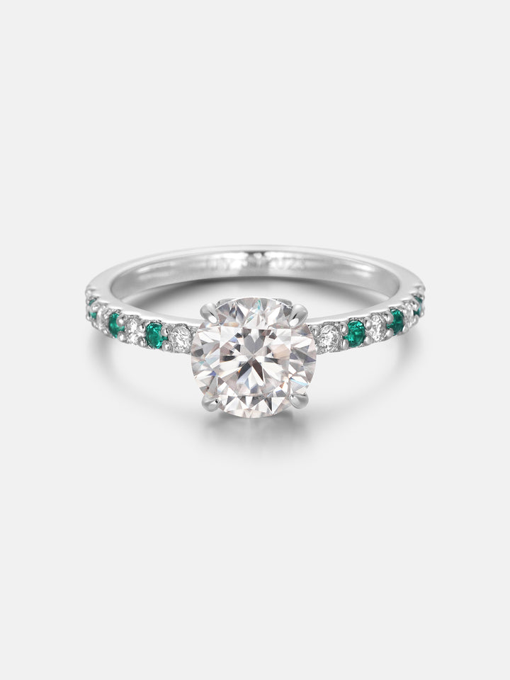 2CT Moissanite Engagement Ring With Side Diamond