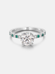 2CT Moissanite Engagement Ring With Side Diamond