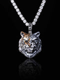 Moissanite Enamel Half White Half Orange Tiger Pendant