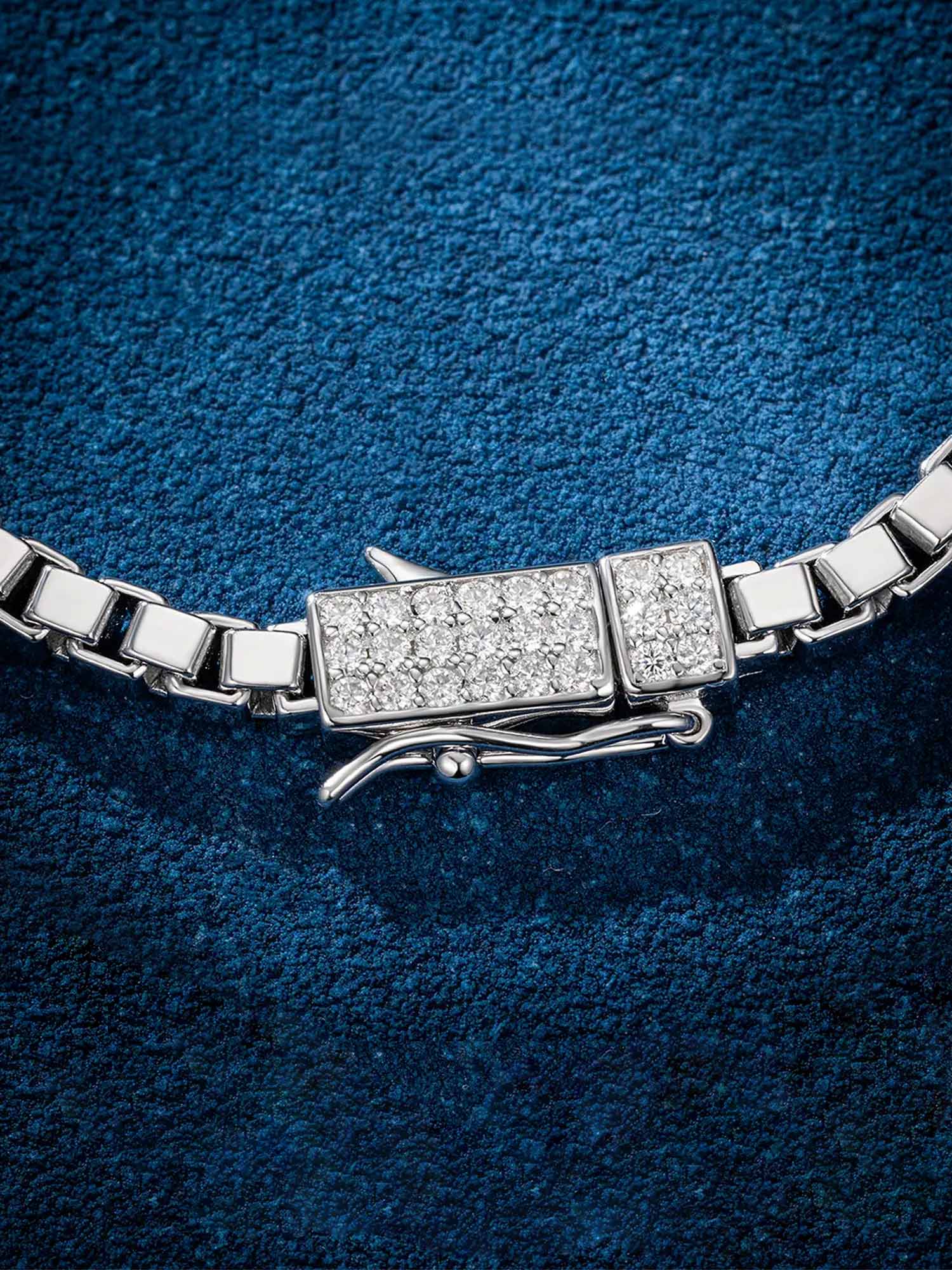 3mm Square Box Chain With Moissanite Clasp