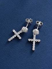 S925 Moissanite Flower Cluster Stud Cross Earrings