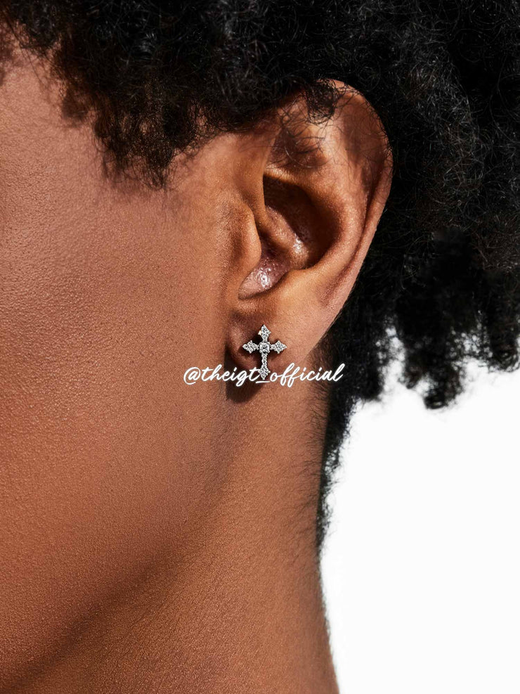 Moissanite Tapered Cross Stud Earrings