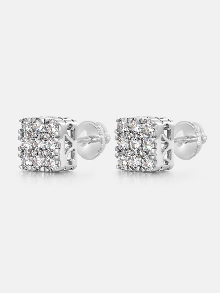 Square Mosaic Set Moissanite Earrings
