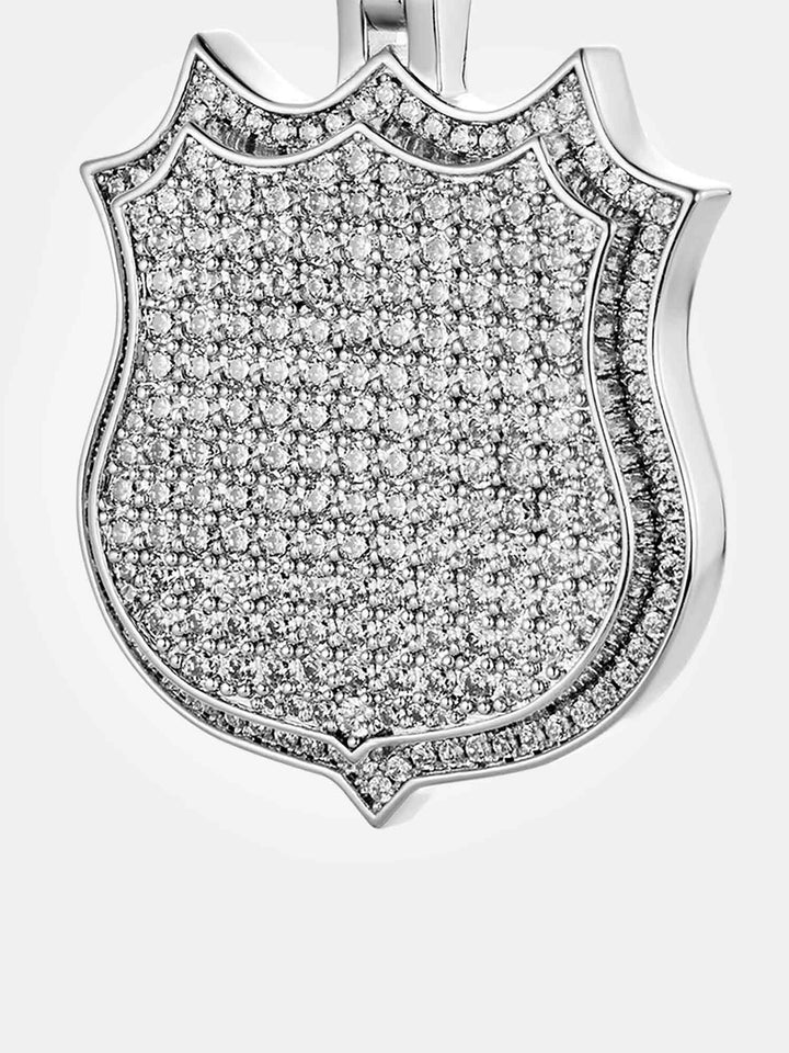 925 Sterling Silver Moissanite Shield Pendant