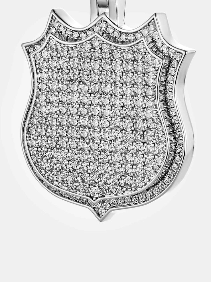 925 Sterling Silver Moissanite Shield Pendant