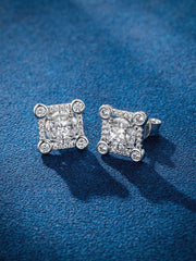 925 Sterling Silver Moissanite Solitaire Square Stud Earrings