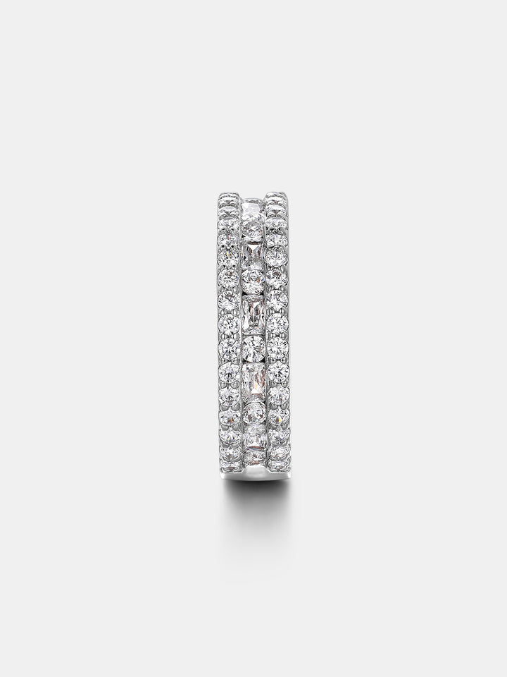 Baguette & Round Triple Row Moissanite Ring