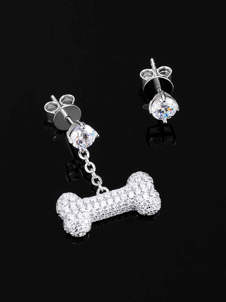 925 Sterling Silver Iced Bone Earrings