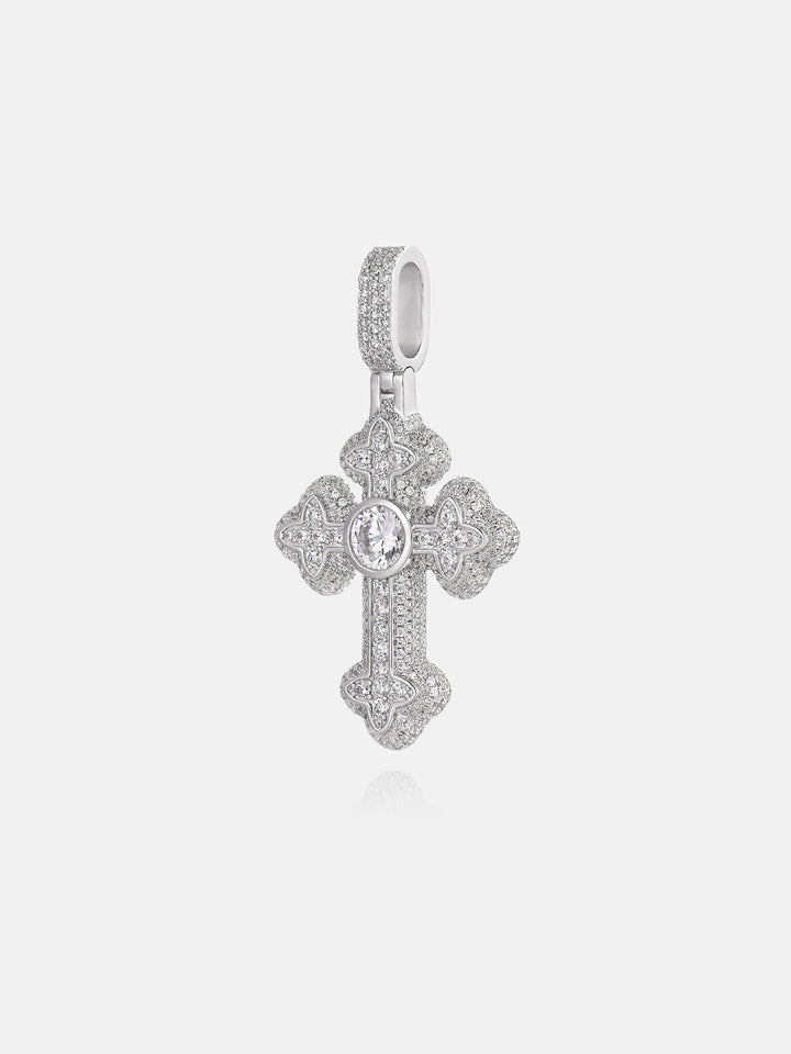 2ct Round Centre Moissanite Flower Cross Pendant