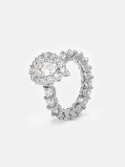 2CT Solitaire Pear Cut Moissanite Eternity Ring