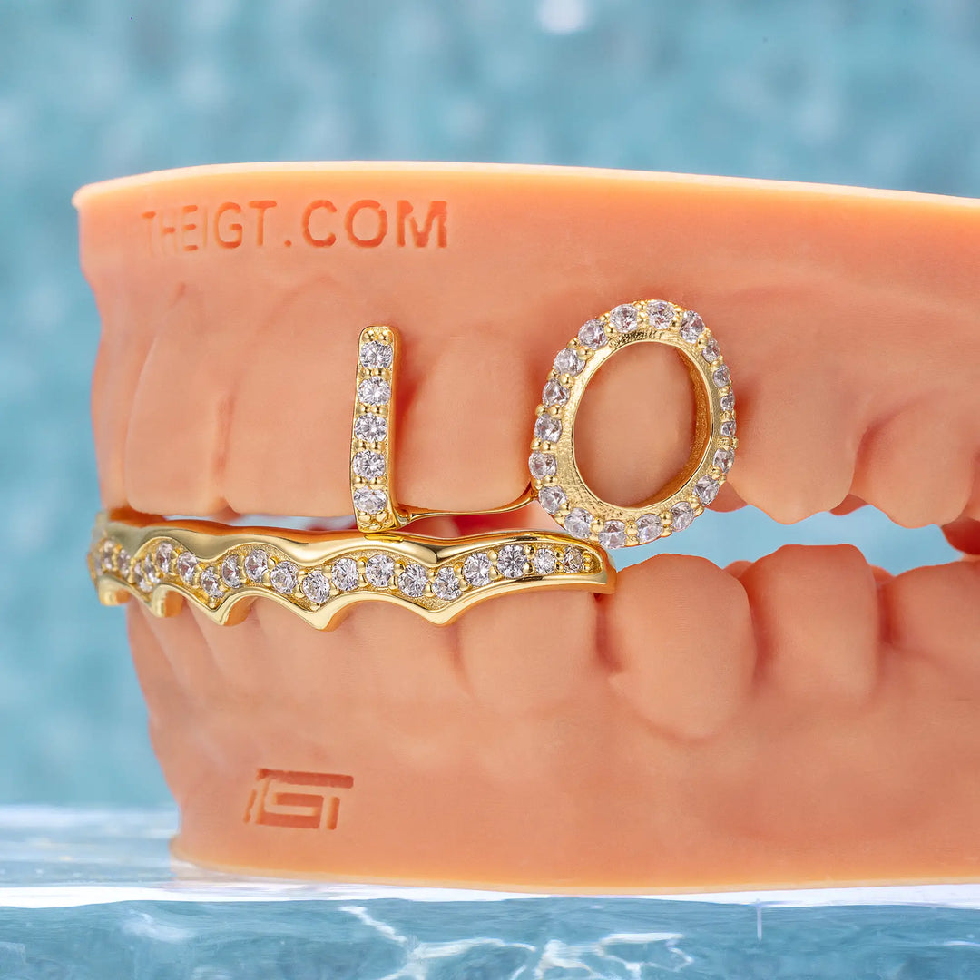 Open Face Wave Diamond Bar Grillz