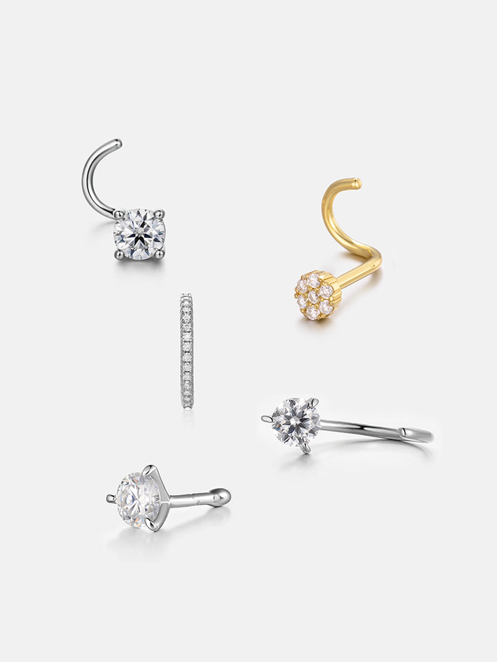 $99 Get Total 5PCS Of VVS Moissanite Nose Earrings