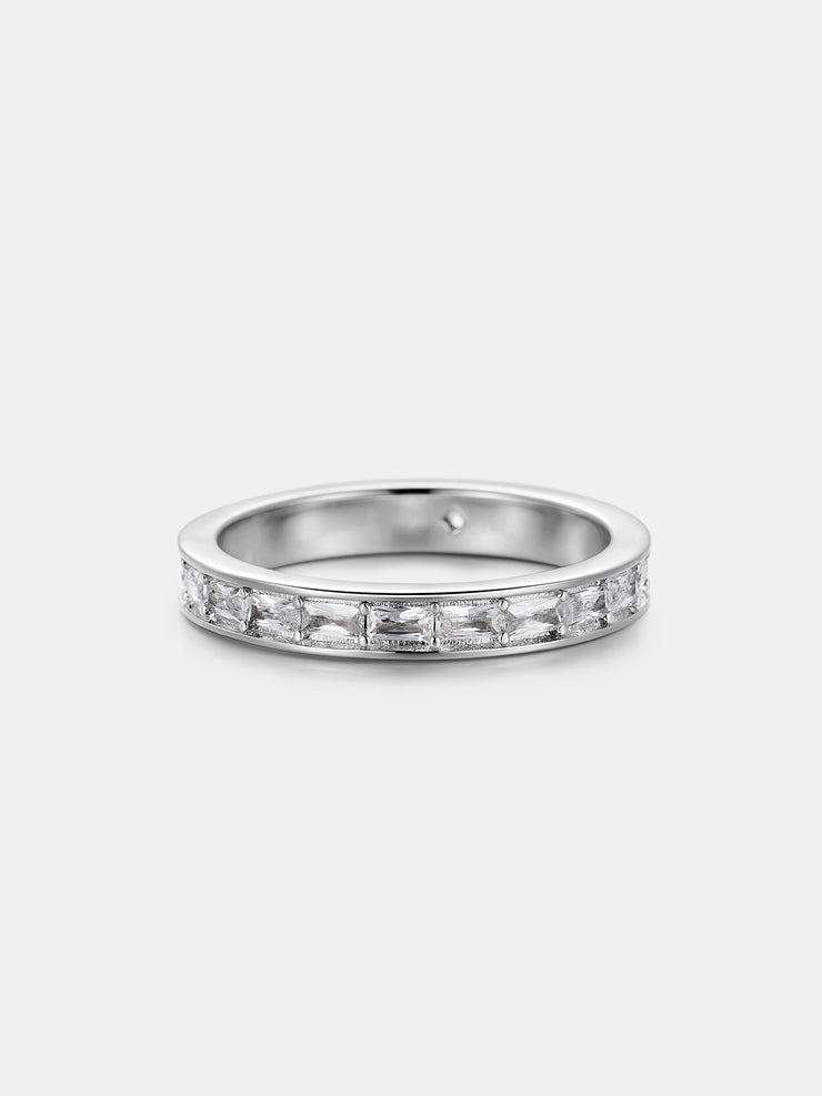 3.2MM Baguette Moissanite Single Row Eternity Ring