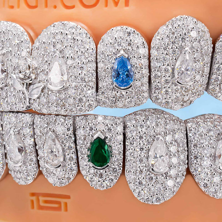 35 Pointer Pear Cut Moissanite On Center Diamond Grillz