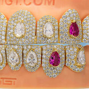 35 Pointer Pear Cut Moissanite On Center Diamond Grillz