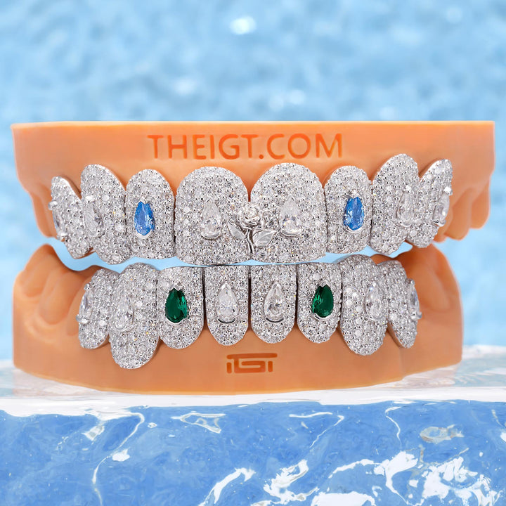 35 Pointer Pear Cut Moissanite On Center Diamond Grillz