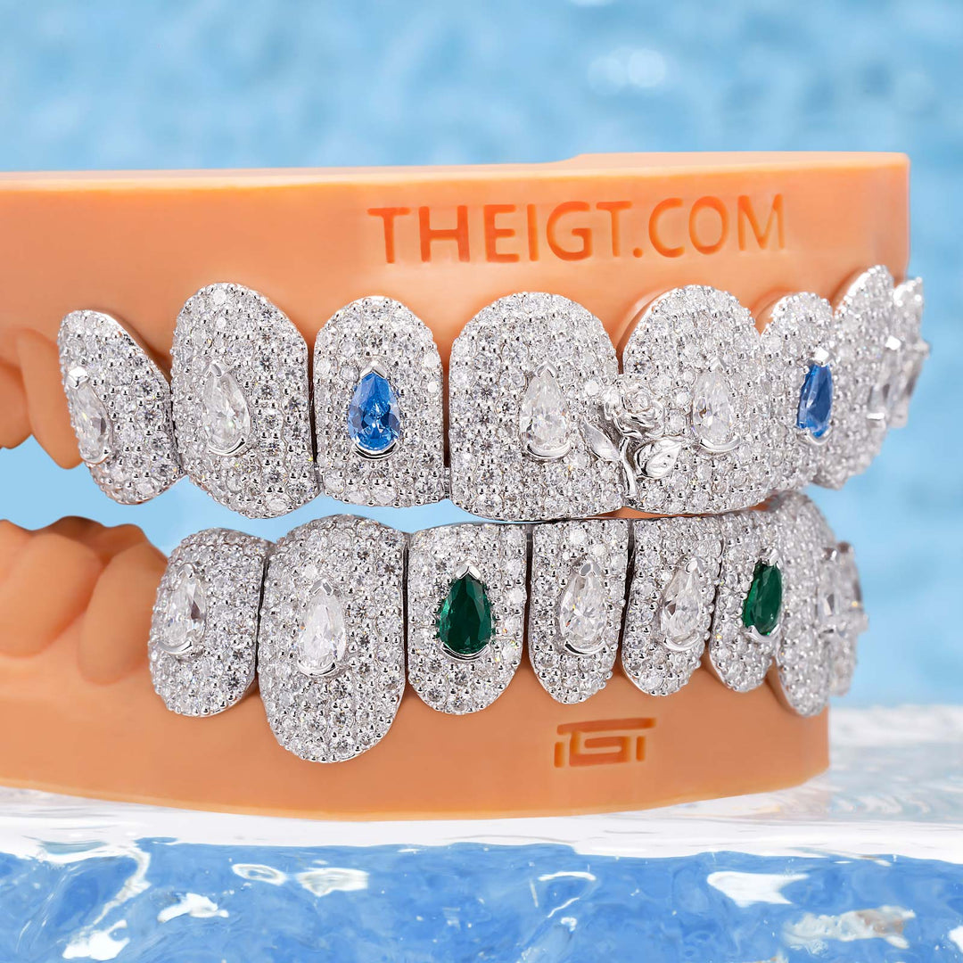 35 Pointer Pear Cut Moissanite On Center Diamond Grillz