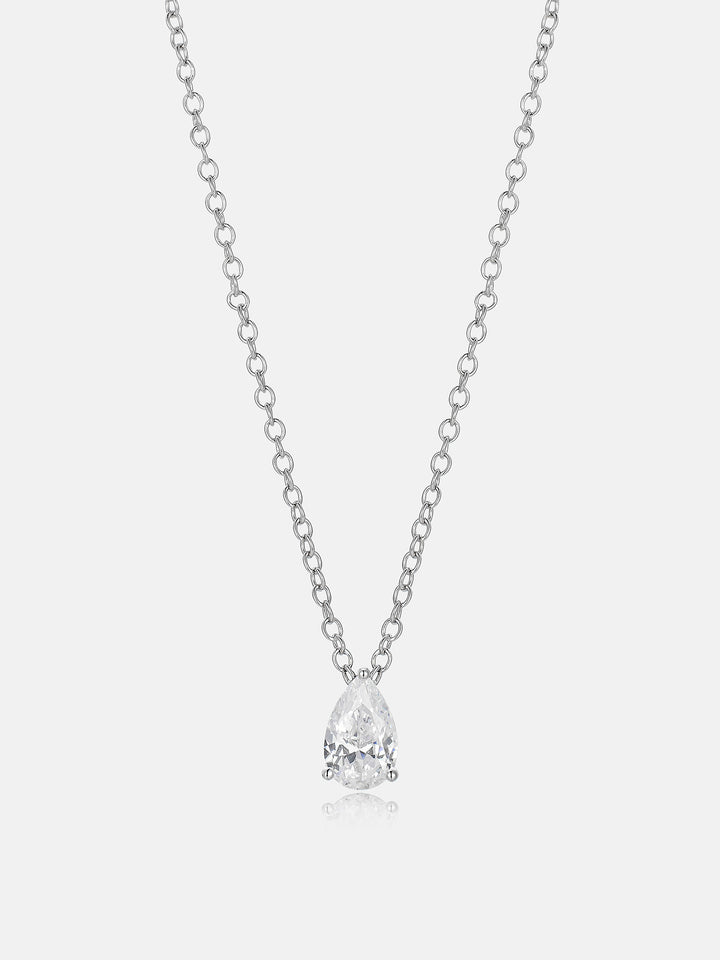 3CT Solitaire Pear Cut Moissanite Adjustable Necklace