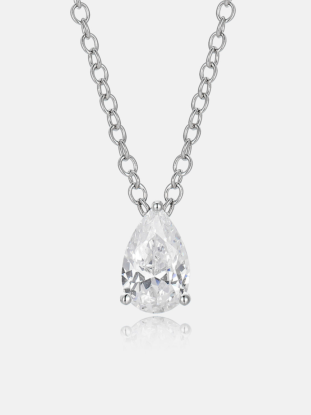 3CT Solitaire Pear Cut Moissanite Adjustable Necklace