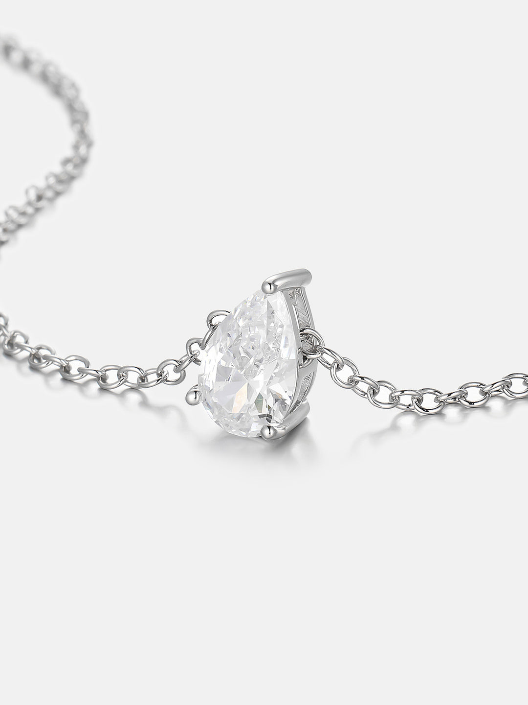 3CT Solitaire Pear Cut Moissanite Adjustable Necklace