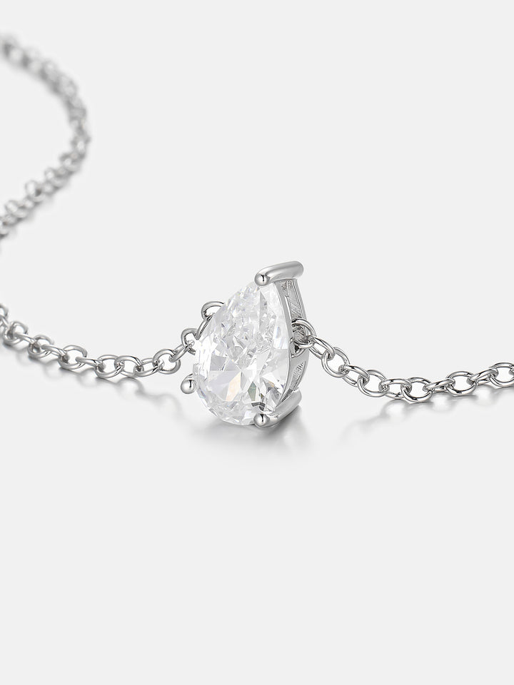3CT Solitaire Pear Cut Moissanite Adjustable Necklace
