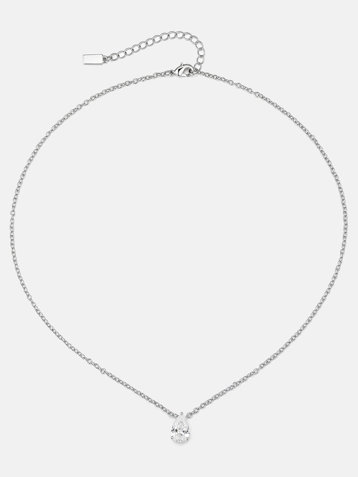 3CT Solitaire Pear Cut Moissanite Adjustable Necklace