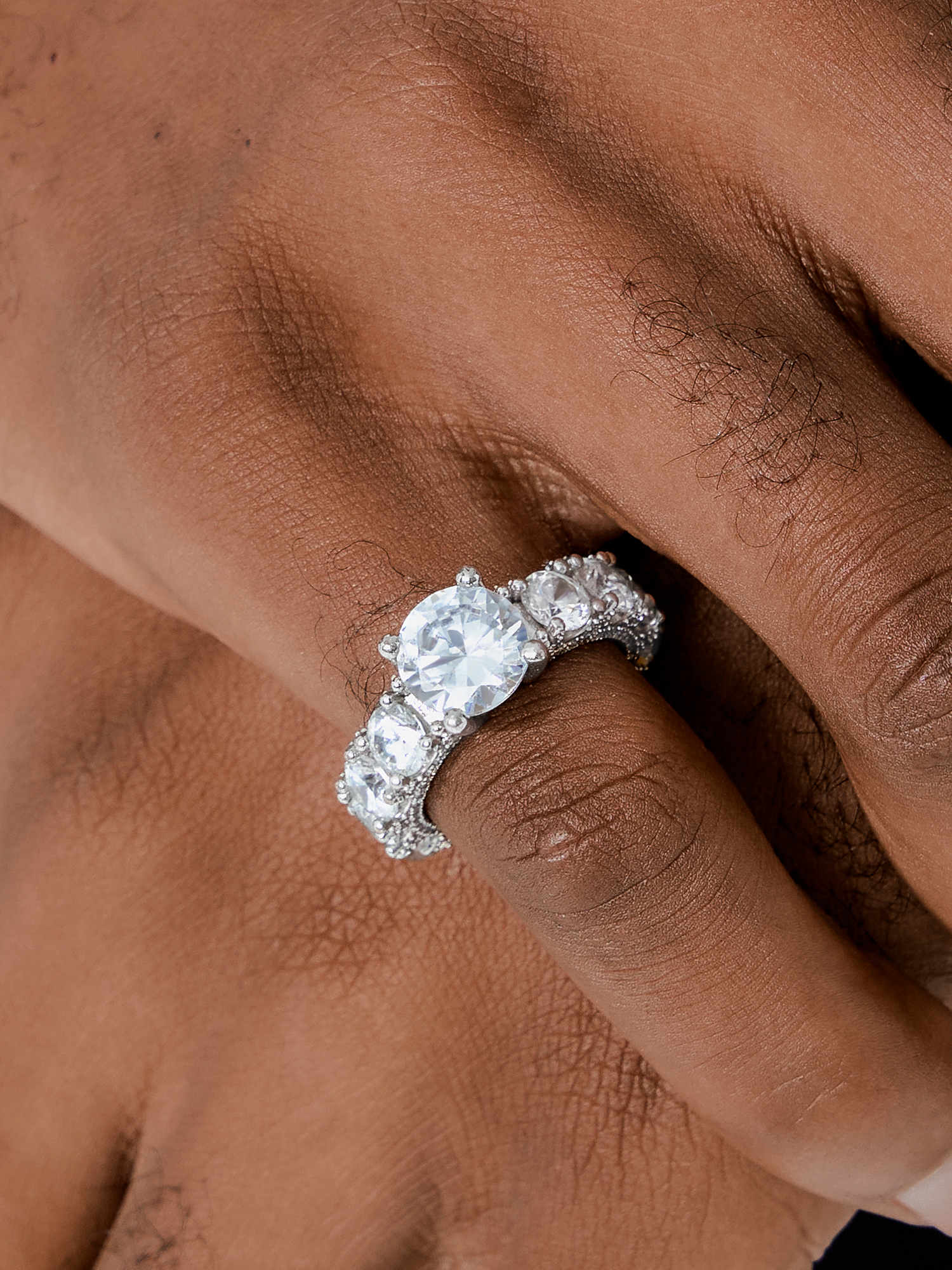 3CT Solitaire Round Cut Moissanite Eternity Ring