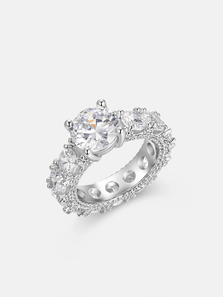 3CT Solitaire Round Cut Moissanite Eternity Ring