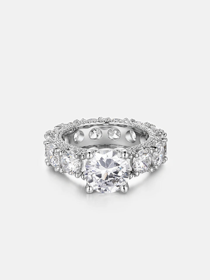 3CT Solitaire Round Cut Moissanite Eternity Ring
