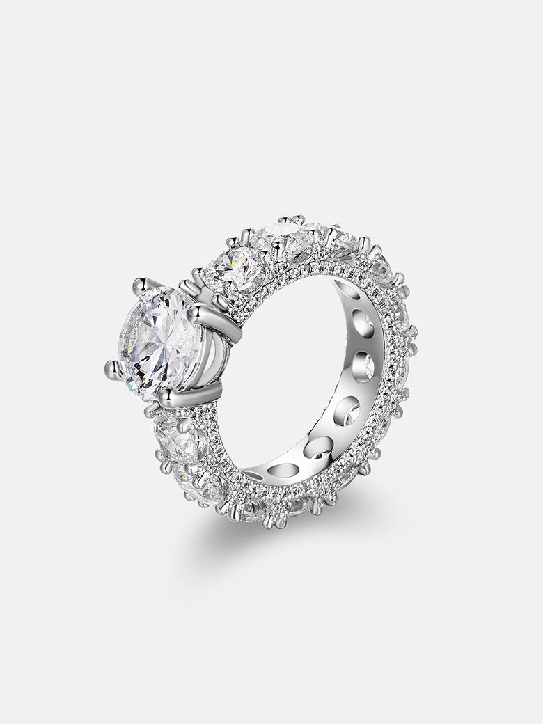 3CT Solitaire Round Cut Moissanite Eternity Ring