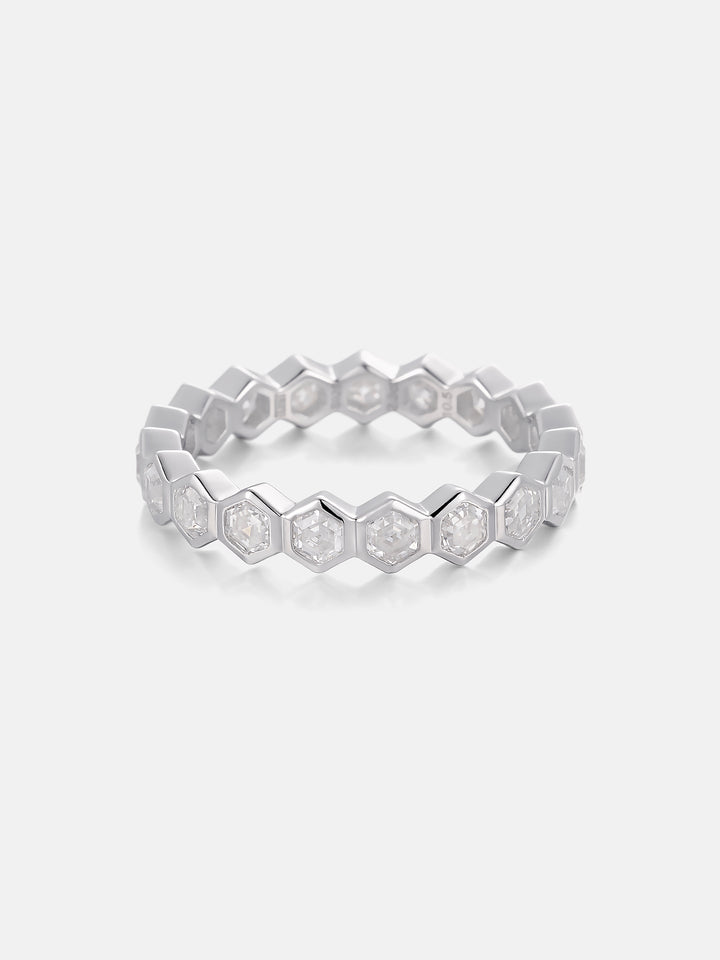 3MM Hexagonal Moissanite Eternity Ring