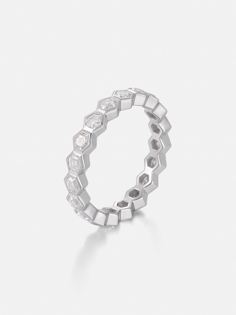 3MM Hexagonal Moissanite Eternity Ring