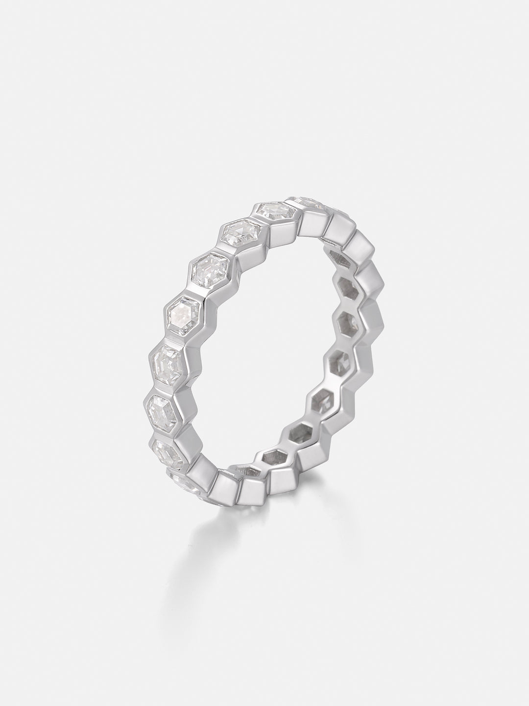 3MM Hexagonal Moissanite Eternity Ring