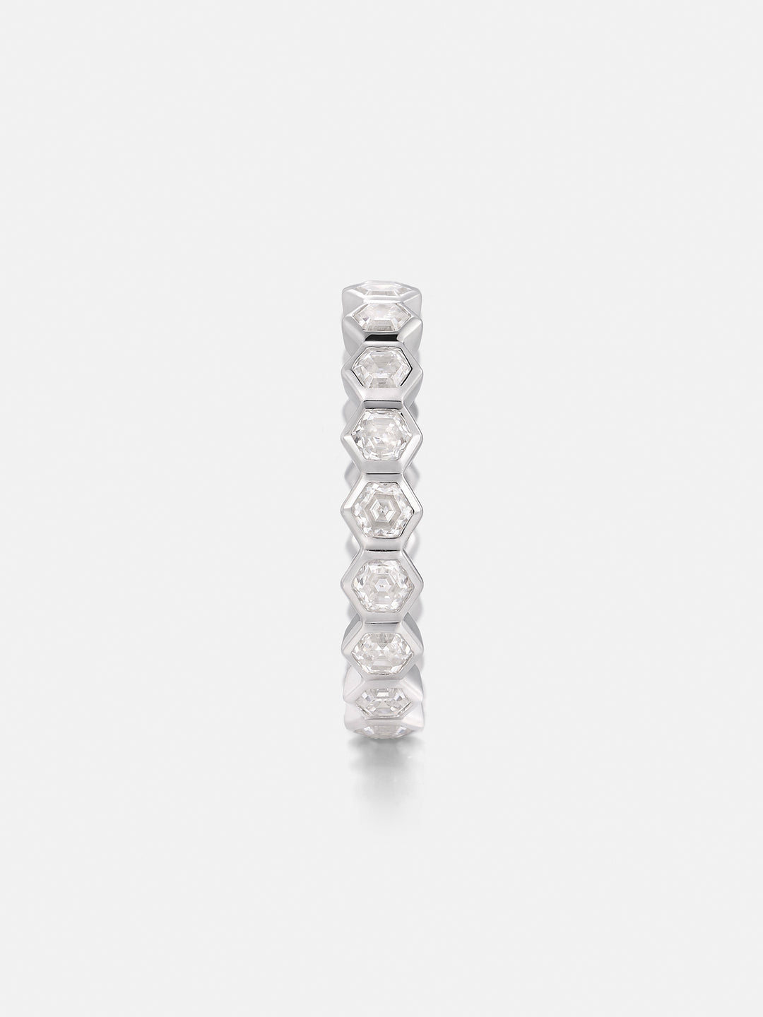 3MM Hexagonal Moissanite Eternity Ring