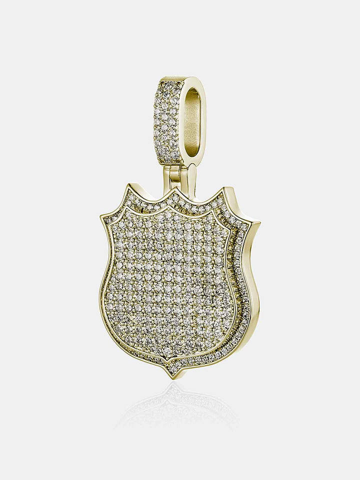 925 Sterling Silver Moissanite Shield Pendant