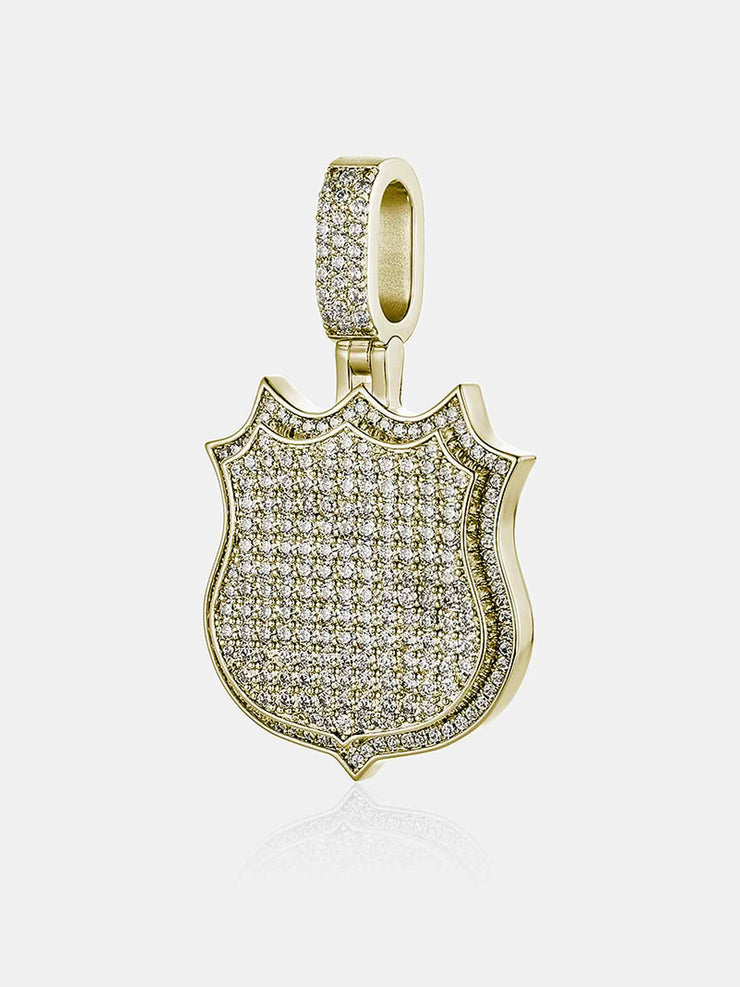 925 Sterling Silver Moissanite Shield Pendant