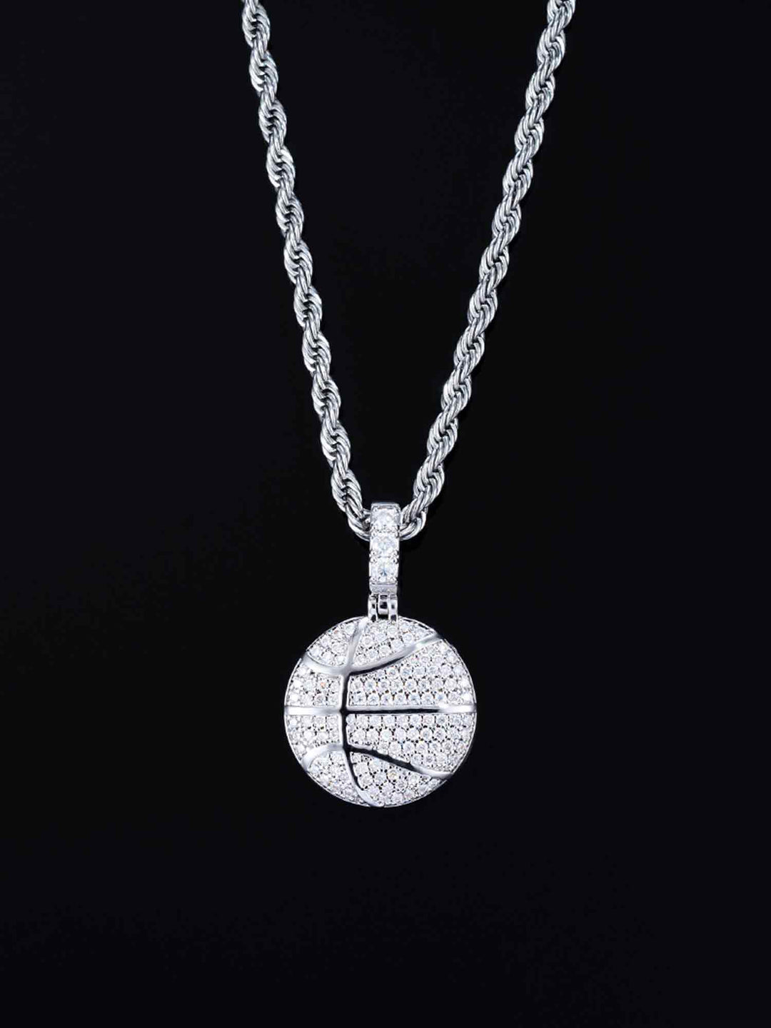 925 Sterling Silver Moissanite Basketball Pendant 1.2ct