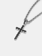 925 Sterling Silver Black Moissanite Cross Pendant