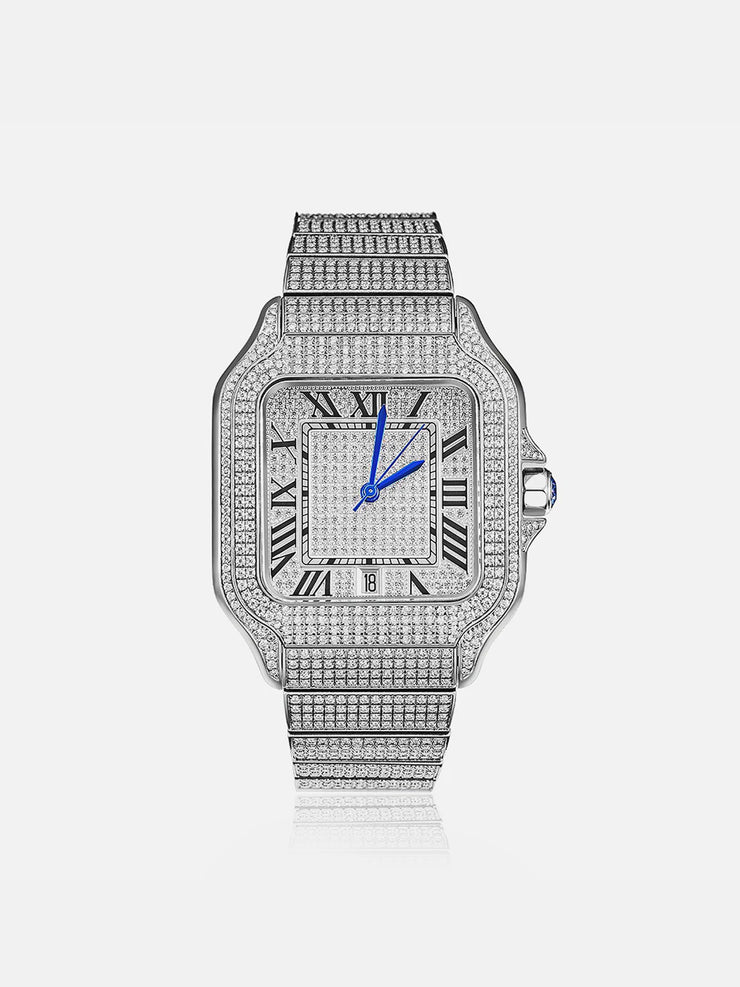 Fully Iced Out Rectangle Moissanite Watch