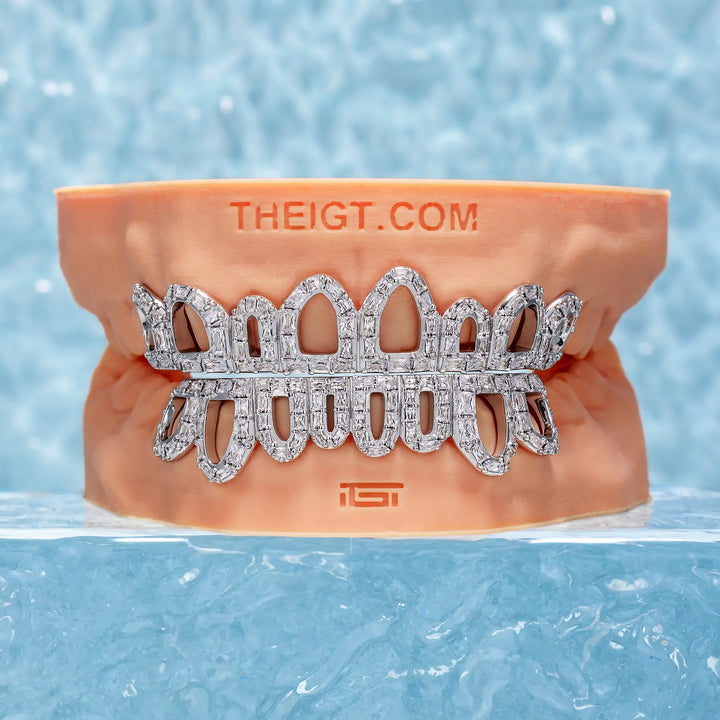 Open Face Flawless Baguette Diamond Grillz