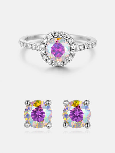 $99 Rainbow Moissanite Earrings +Ring Set