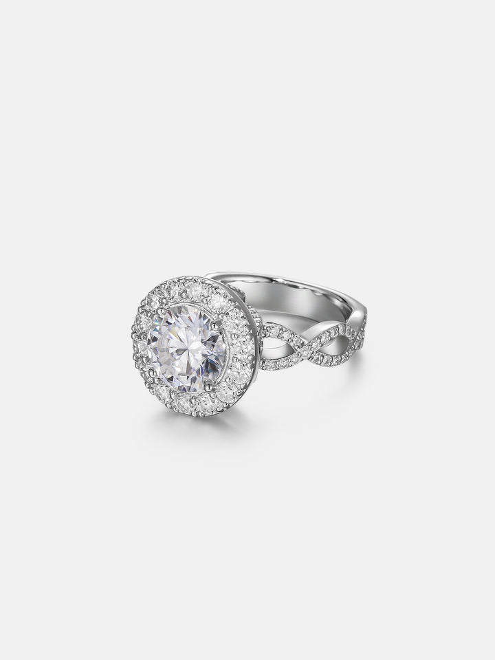 3CT Solitaire Moissanite Infinity Halo Engagement Ring
