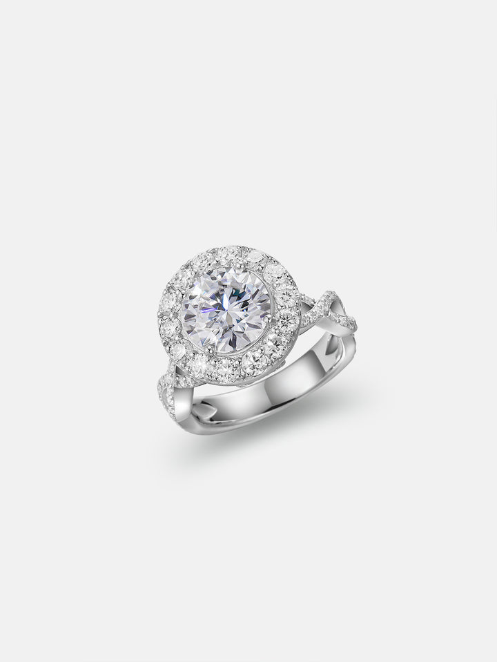 3CT Solitaire Moissanite Infinity Halo Engagement Ring