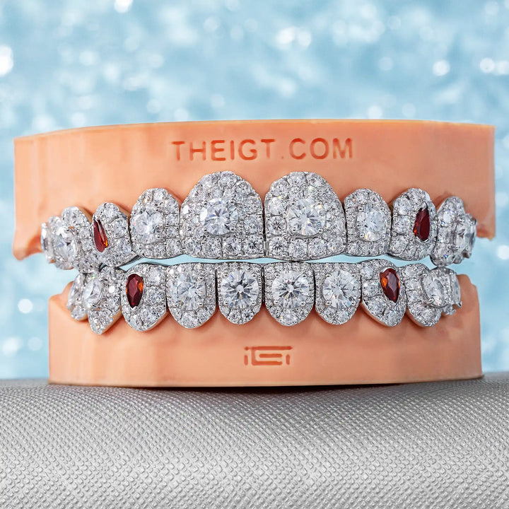 Pave & Half-Bezel Set Diamond w Pear Cut On Fang