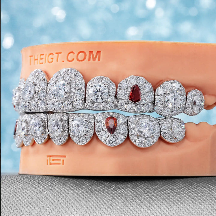 Pave & Half-Bezel Set Diamond w Pear Cut On Fang