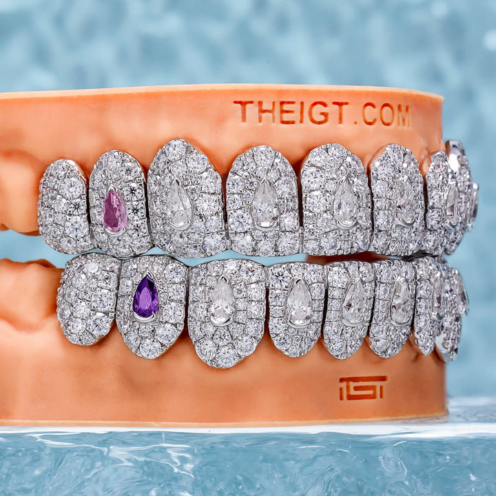 35 Pointer Pear Cut Moissanite On Center Diamond Grillz