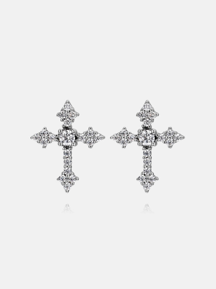 Moissanite Tapered Cross Stud Earrings