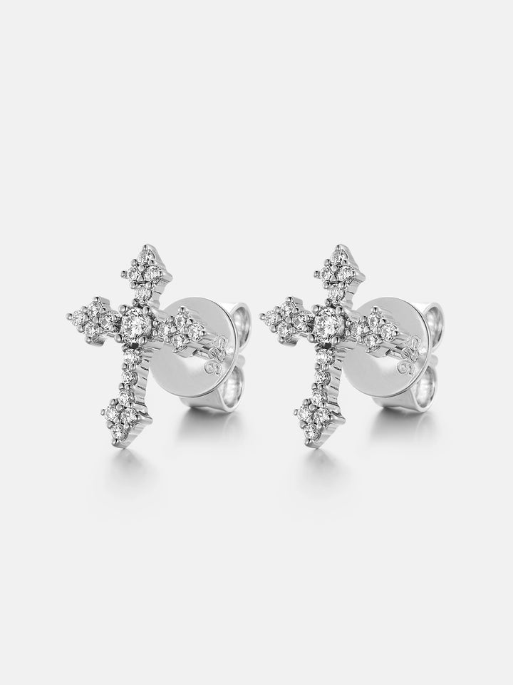 Moissanite Tapered Cross Stud Earrings