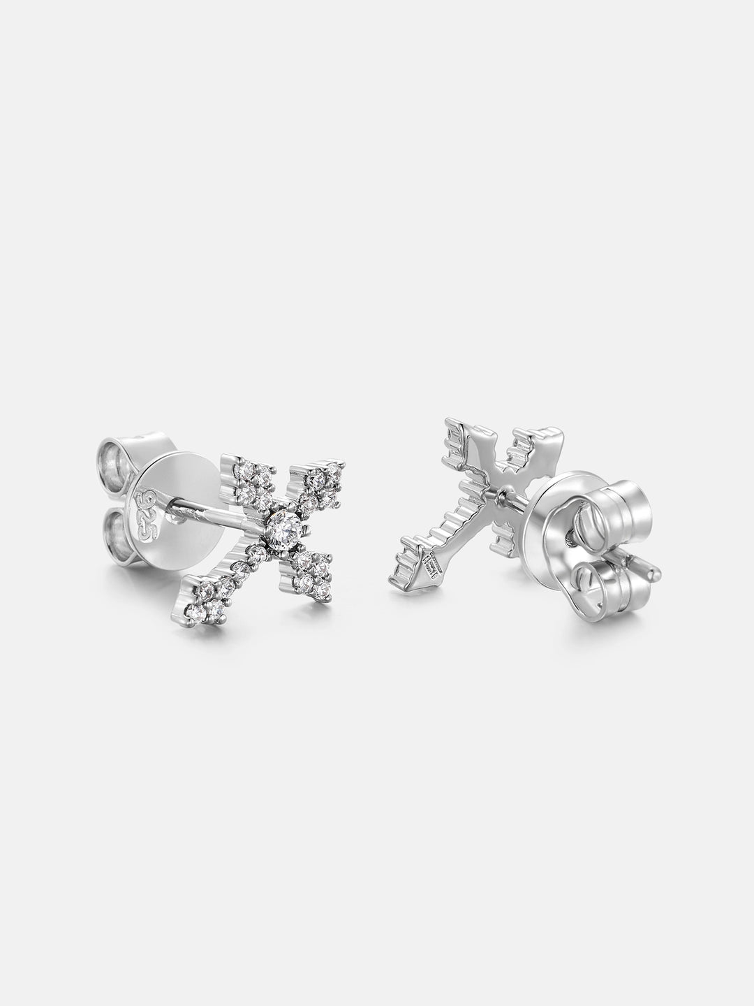 Moissanite Tapered Cross Stud Earrings