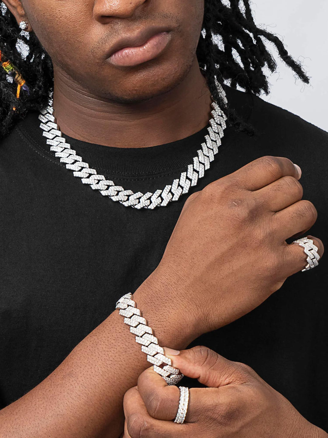 S925 Moissanite Prong Cuban Chain